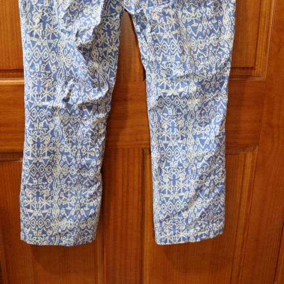 Vintage Sigrid Olsen Bold Blue & White Patterned Straight-Leg Pants Size 10 - Picture 8 of 15
